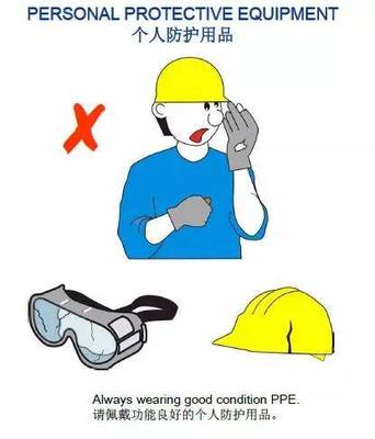 【陽光翻譯】安全施工漫畫圖文中英文詳解 勞動保護(hù)用品